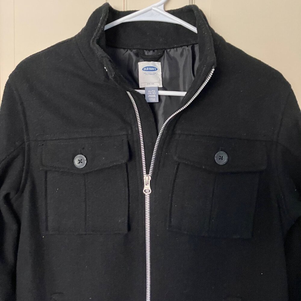Old Navy Wool Blend Jacket - Black - Boys XL 14/16
